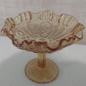 Amber Compote Candy Dish Fluted Edge